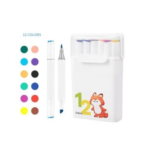 Dual Tip Acrylic Paint Marker Pen Set 12 Pack with 24 Acrylic Marker Colors and Washable Marker for Rock Painting Wood C B0F1ZRZJ1H